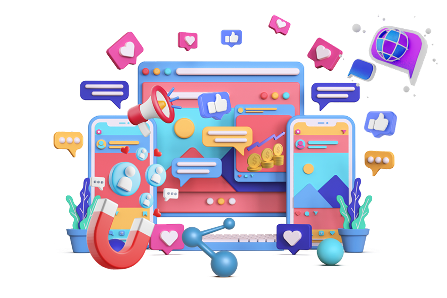 Social media management illustration